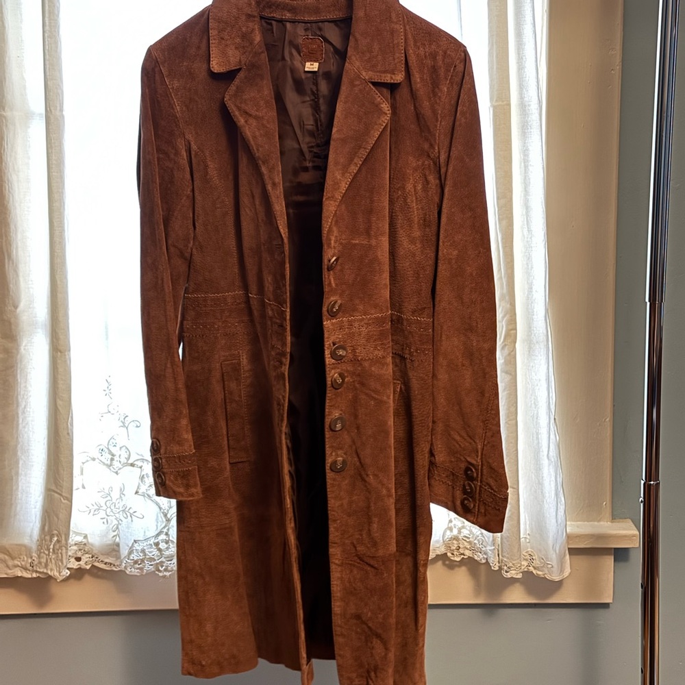 Wilsons Leather Golden Brown Long Suede Coat